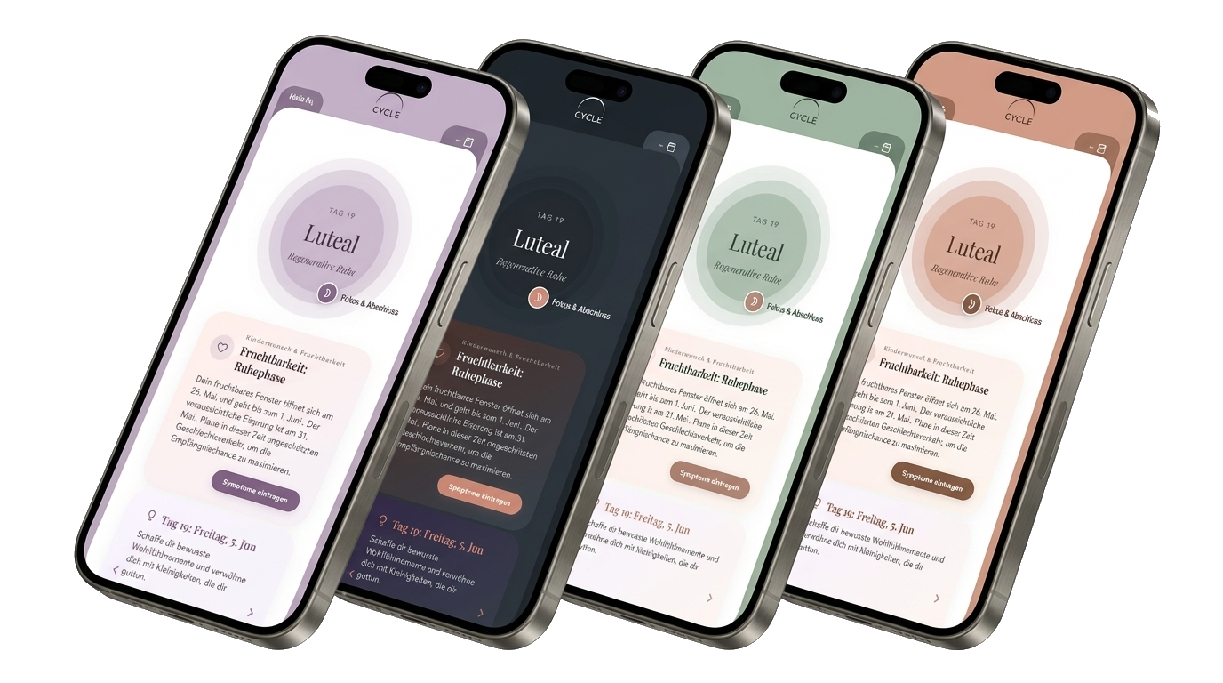 CYCLE App Themes: Lavender, Midnight, Sage, Clay
